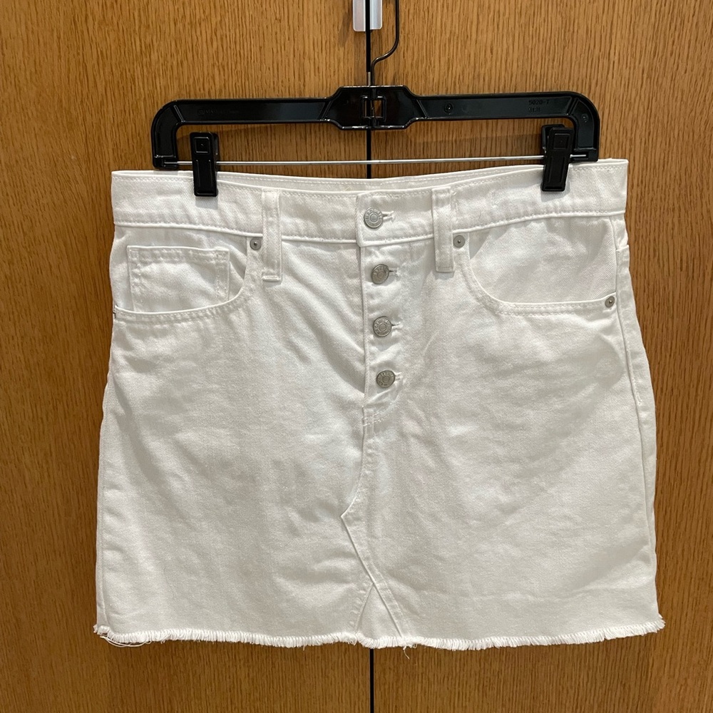 Madewell Rigid Denim A-Line white skirt